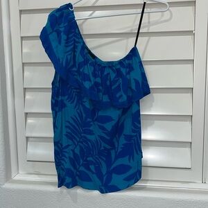 Gibson One shoulder tropical blouse- Medium